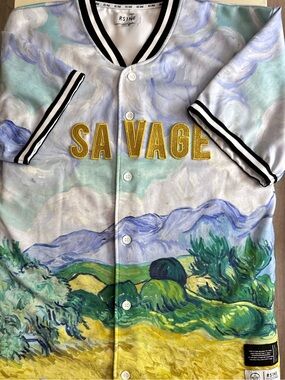 RS1NE Savage Art Graphic Button-Up Men’s Jersey Van Gough Streetwear
